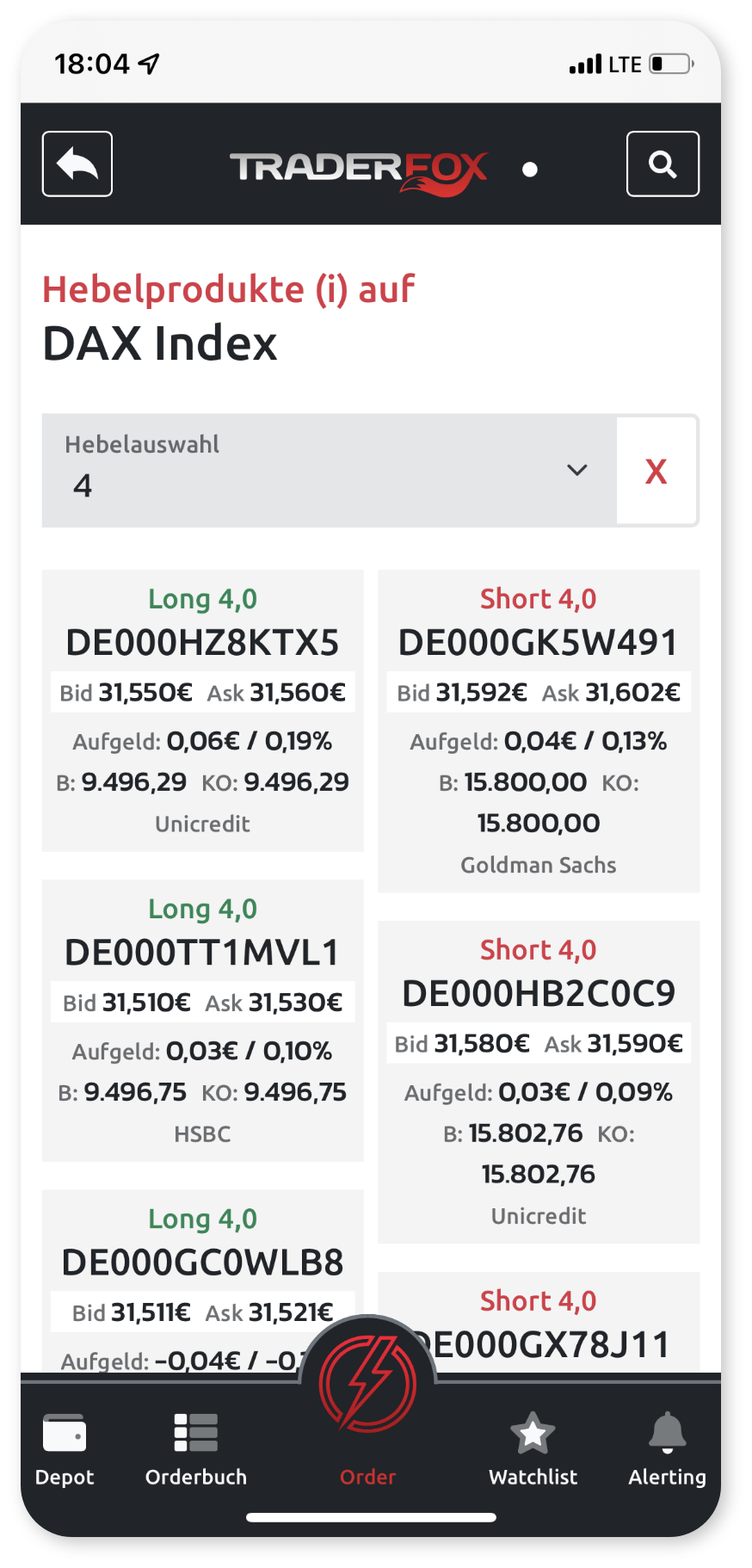 Screenshot Trading-App